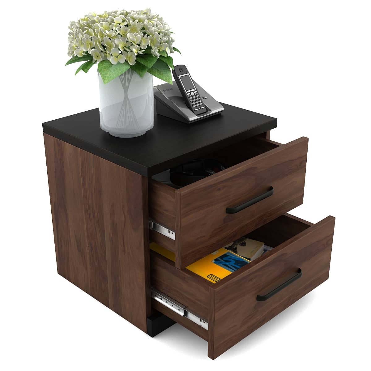 Spacewood Bedside Boston Bed Side Table In Sheesham Finish